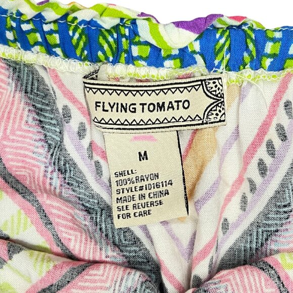 Flying Tomato Boho Blouse Women’s Size Medium Multicolor Geometric Tunic Top - Picture 2 of 10